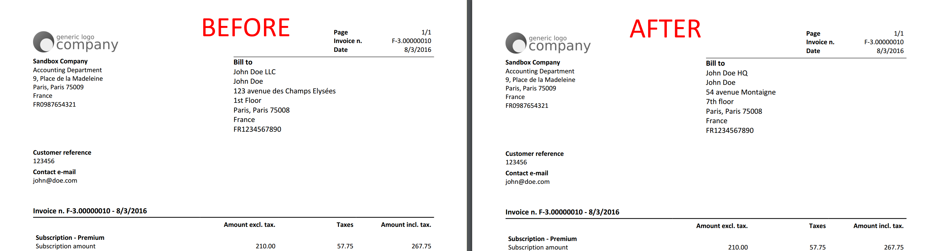 Refresh The Billing Information Of A Customer On An Invoice Proabono